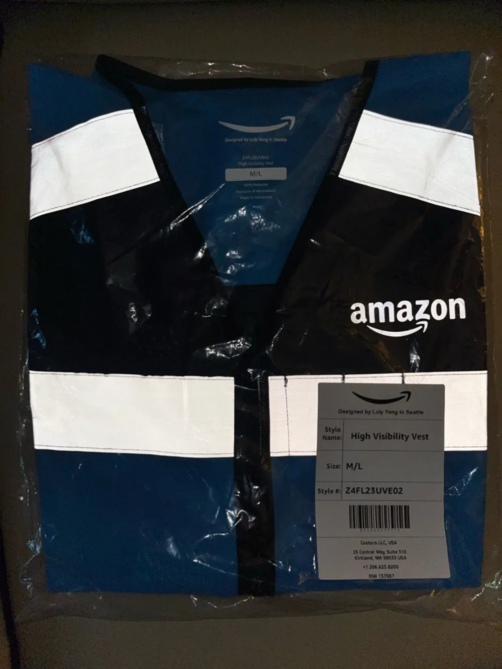 Amazon High Visibility Vest - Blue with Black Trim Size M - Picture 3 of 3